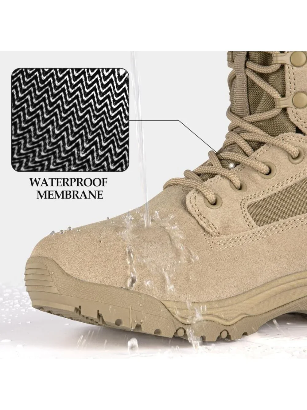Men's Dark Tan Combat Boots Durable Suede Leather Military Boot Desert Boot